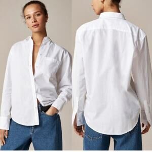 J. Crew Womens Cotton Poplin Garçon Classic Button Shirt BY715 White Size 10 NWT